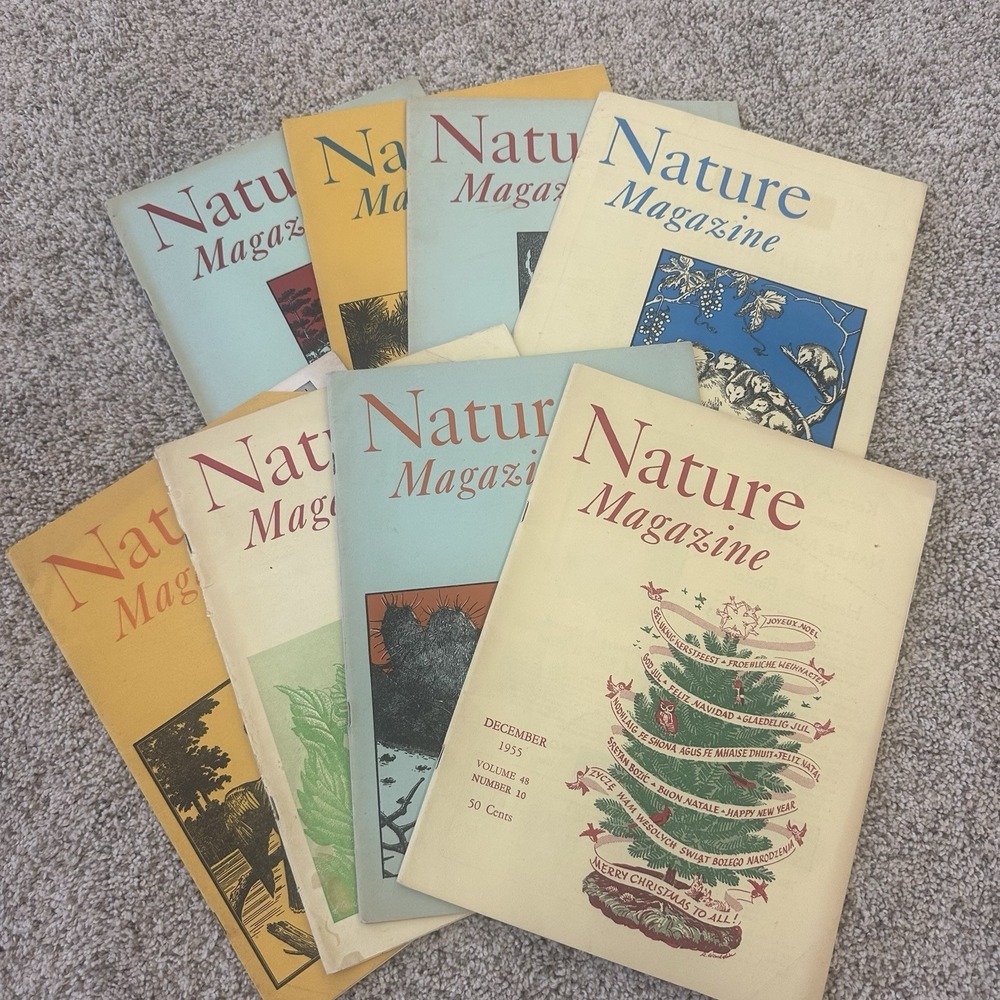 Lot of 8 Nature Magazine Book Vintage 1955, 1956, 1957 Christmas Deer Birds